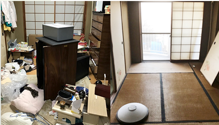 遺品整理前後の部屋の様子